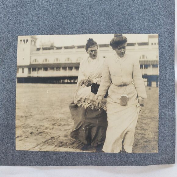 Antique Photos Seaside Boardwalk Shops Donkey Steamboat Island Cityscape Ocean - Picture 10 of 11